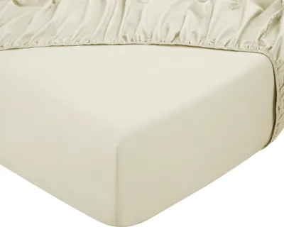 Produktbild von DoubleDry Spannbettlaken 140x200 cm - 100% Baumwolle - Spannbetttuch - Gummiband rundum - 28 cm Steg - Creme