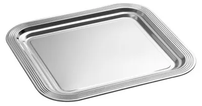 Produktbild von APS 389 Partyplatte CLASSIC GN 2/3, 35,4 x 32,5 cm, Metall, vernickelt und glanzverchromt, Liniendekor