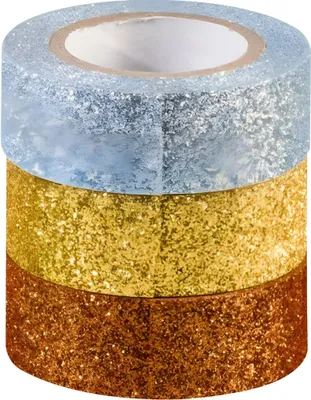 Image de Heyda 203584374 Glitter Tapes chaque rouleau 3 m x 15 mm cuivré, doré, argenté
