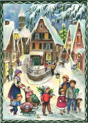 Image de Calendrier de l'Avent A4 avec motif village de Noël, 24 petites portes