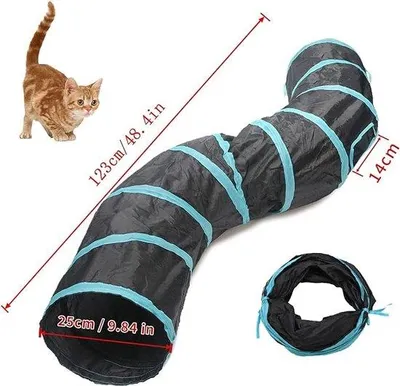 Produktbild von Famanu Spieltunnel für Katzen, Welpen, Kaninchen, kleine Tiere - 29 x 27,3 x 2,4 cm