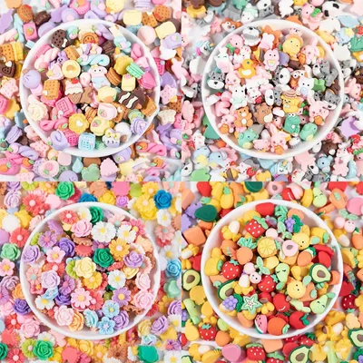 Productafbeelding van 100 Stuks Slijm Charms, Kawaii, Assortiment, Hoogwaardige Hars, voor Knutselen