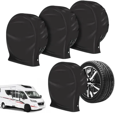 Productafbeelding van Zwarte bandenhoezen, 4 stuks, voor banden van 27-29 inch, geschikt voor camper, aanhanger, auto en vrachtwagen