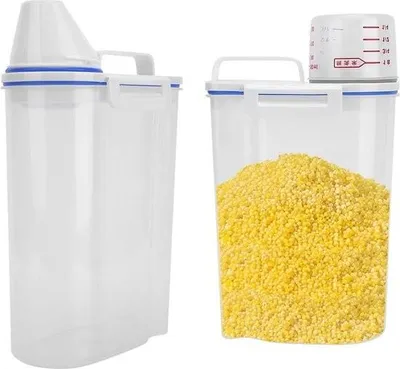 Produktbild von Vorratsbehälter - 2 Stück Reis-Getreidemehl luftdicht - Trockenfutterbehälter - Plastik-Feuchtigkeitsbox - Haushalts-Aufbewahrungsbox