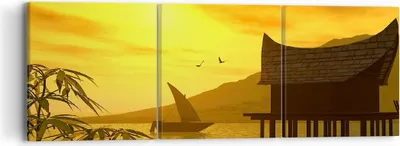 Produktbild von Bild auf Leinwand - Leinwandbild - Asien Berg Meer Felsen - 90x30cm - Wand Bild - Wanddeko - Leinwanddruck - Bilder - Kunstdruck - Wanddekoration - Leinwand bilder - Wandkunst - CA90x30-0363