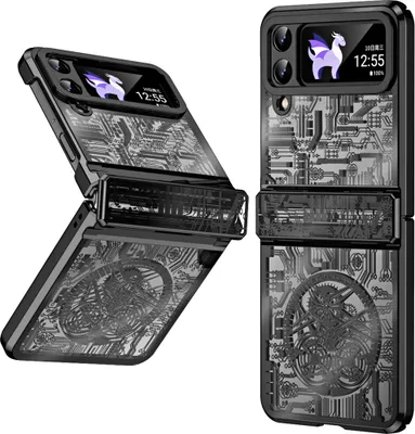 Image de Étui pour Samsung Galaxy Z Flip 3 5G étui de protection galvanisé de luxe avec protection de la charnière noir
