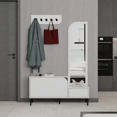 Obrázek produktu pro Moderní předsíňová stěna Houseland Mila bílá
