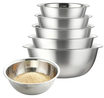 Produktbild von Rührschüssel Mixschüssel Servierschüssel - 5-teilig - Edelstahl - Stapelbar - Spülmaschinenfest
