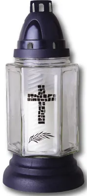 Produktbild von HScandle Grabkerze aus Glas 24cm (Brava Weiß) inkl. Kerze ca. 40h Brenndauer