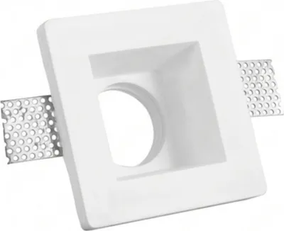 Image de Support Spot Encastrable Carré Blanc En Plâtre 120X120X60 Mm Pour Led Gu10 Et Gu5.3