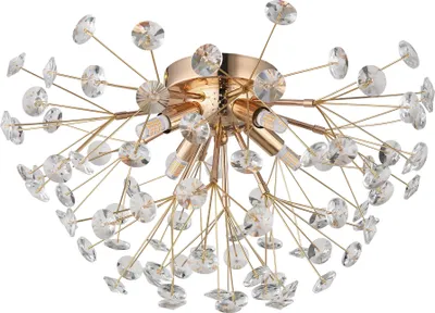Immagine prodotto di Plafoniera LED, 4 fiamme, cristallo, oro, trasparente, P 45 cm
