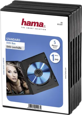 Obrázek produktu pro Standardní prázdné pouzdro na DVD, balení po 5 kusech, černé (00051297)