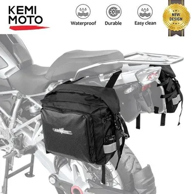 Obrázek produktu pro Tašky na motocykl – 2 ks – objem 25 litrů – odolné proti povětrnostním vlivům – univerzální – odnímatelné – rozměry 34 x 15 x 31,5 cm – černé