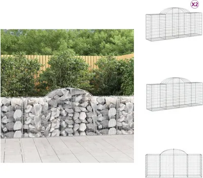 Produktbild von vidaXL Gabionen mit Hochbogen 2 Stk. 200x50x80/100 cm Verzinktes Eisen -  Blumentöpfe & Pflanzgefäße
