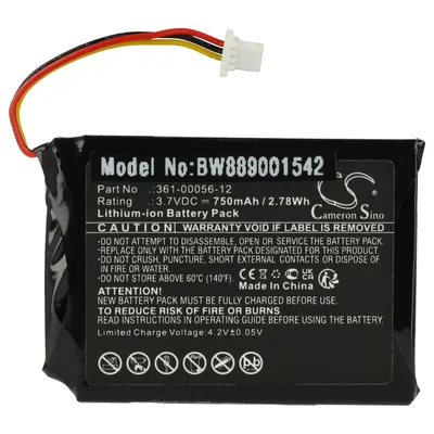 Produktbild von vhbw Akku Ersatz für Garmin 361-00056-12 für GPS Navigation Navi (750 mAh, 3,7 V, Li-Ion)