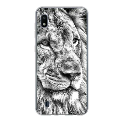 Produktbild von MuchoWow® Handyhülle Schutzhülle Hülle für Samsung Galaxy A10 Porträt - Löwe - Schwarz und weiß Silikon Softcase Handy Hülle - Schutzhülle