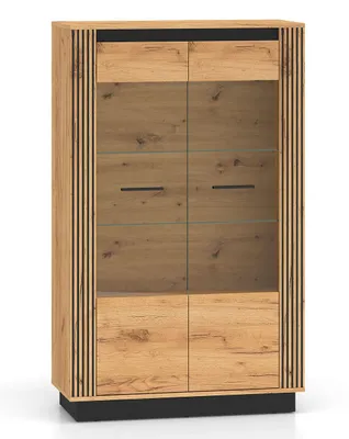 Produktbild von Vitrine Urso Glasvitrine Gold Craft Eichel schwarz Ausführung wählbar,ohne Beleuchtung
