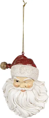 Produktbild von Clayre & Eef Weihnachtsanhänger Weihnachtsmann 8x5x12 cm Weiß Polyresin