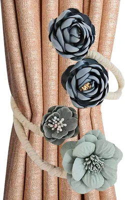Produktbild von Gardinenhakenhalter, Raffhalter für Vorhänge, Verstellbare florale Vorhanghalter für Fensterdekoration