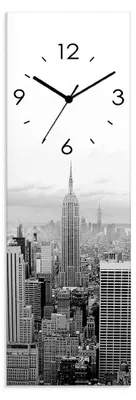 Produktbild von ARTland Glas Wanduhr Funkuhr - schwarzer Zeiger Skyline Manhattan Größe: 20x60 cm