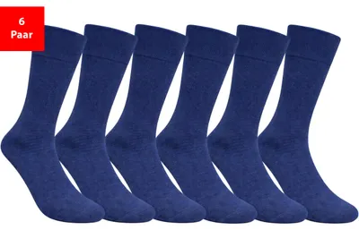 Produktbild von Gesundheitssocken Socken ohne Gummibund & Naht – Komfort Baumwolle Damen Herren - Blau 43-46 6 Paar