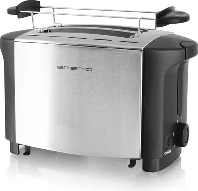 A toaster with a bun warmer attachment is shown against a white background.