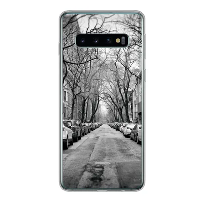 Produktbild von MuchoWow® Handyhülle Schutzhülle Hülle für Samsung Galaxy S10 Geparkte Autos in New York - schwarz und weiß Silikon Softcase Handy Hülle - Handytasche