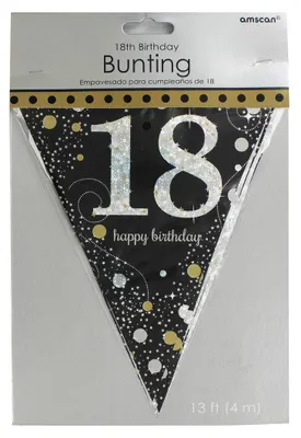 Image de 18. Anniversaire or scintillant Guirlande de fanions