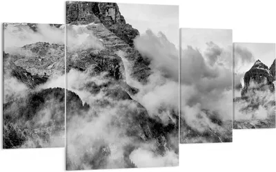 Produktbild von Bild auf Leinwand - Leinwandbild - Berge Nebel Gipfel - 160x90cm - Wand Bild - Wanddeko - Leinwanddruck - Bilder - Kunstdruck - Wanddekoration - Leinwand bilder - Wandkunst - DL160x90-3664