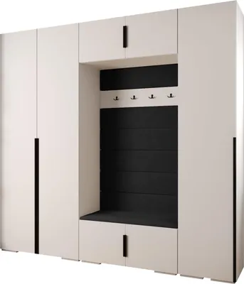 Produktbild von MEBLE KRYSPOL Inova 1 Möbelset Garderobe, 236,7x250x47cm - Weiß, Manila 18, Schwarz