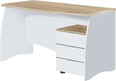 Produktbild von Schreibtisch Carrollton, Schreibtisch, PC-Halter Studiertisch mit 3 Schubladen, 136x67h74 cm, Weiß und Eiche