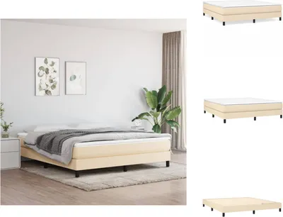 Produktbild von vidaXL Boxspringbett Creme 160x200 cm Stoff -  Betten & Bettgestelle