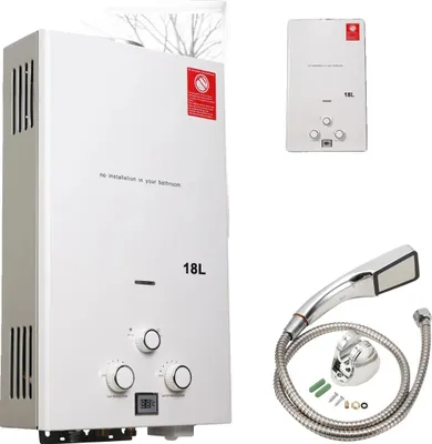 Obrázek produktu pro Plynový ohřívač vody, průtokový ohřívač vody, až 18 litrů za minutu, bílý, 16L 32KW