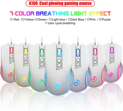 Obrázek produktu pro Sada počítačové klávesnice a myši HXSJ V700BW+X100 s připojením přes USB, 61 kláves, kabelové RGB podsvícení + kabelová herní myš s barevným LED osvětlením, 4 úrovně rychlosti pohybu, max. 3600 DPI, pro PC a notebooky