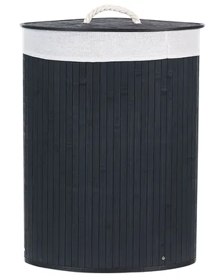 Obrázek produktu pro BELIANI Úložný koš černý bambus s víkem koš na prádlo boho design doplňky do domácnosti