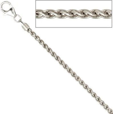 Produktbild von JOBO Zopfkette 925 Sterling Silber rhodiniert 2,2 mm 50 cm Halskette Kette Karabiner