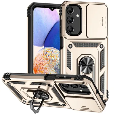 Obrázek produktu pro Pouzdro pro Samsung Galaxy A15 dvouvrstvé pouzdro s posuvným krytem kamery a prstencovým stojánkem Zlato