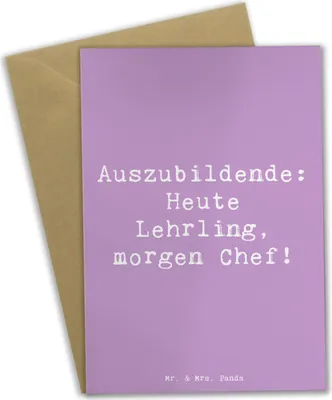 Produktbild von Mr. & Mrs. Panda neujahrskarte Spruch Auszubildende Chef - Lavendeltraum - Geschenk, Berufe, weihnachtskarten, Glückwunschkarte, Beruf, Berufsprodukte, Grußkarte, Azubi