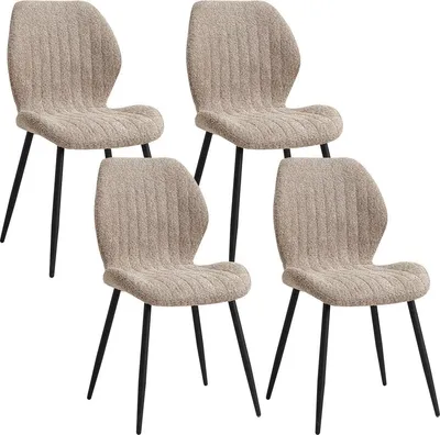 Productafbeelding van Eetkamerstoelen set van 4 - Rugleuning - Fauteuil - Woonkamerstoelen - Kuipstoelen - Comfi Linnen Stof