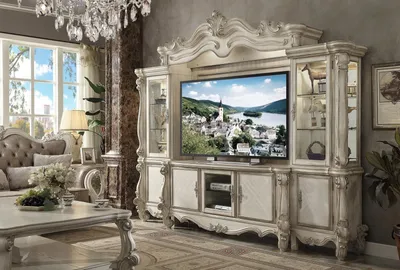 Produktbild von Klassische Wohnwand TV Wand Holz Stil Barock Regal Wohnzimmer Möbel Schrank neu