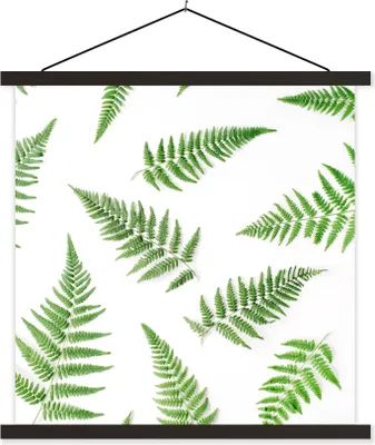 Produktbild von MuchoWow® Textilposter Grün - Tropisch - Farn 120x120 cm mit schwarzem Rahmen - Aufhängungsset