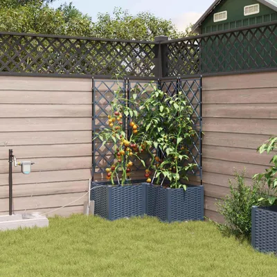 Imagen del producto de vidaXL Macetas para jardín, juego de 3 unidades, color gris, 80 x 80 x 142 cm, material: polipropileno