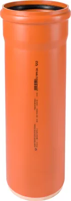 A single orange pipe with a black rubber seal at the top, isolated on a white background.