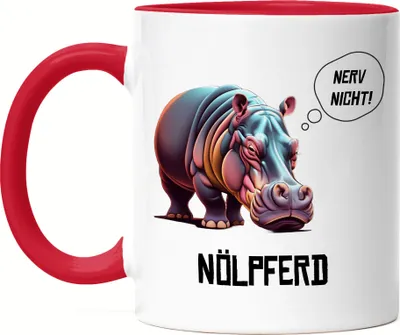 Produktbild von Nerv nicht Nölpferd Tasse Rot Wortwitz Sarkasmus Arbeit Büro