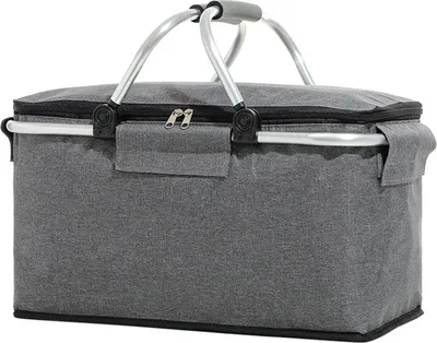 Produktbild von Isolierter kühlerer Korb faltbare Kapazität Tragbares Outdoor -Picknick für Reisecampinggrau grau