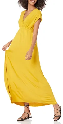 Produktbild von A. Essentials Damen Tailliertes Maxikleid (erhältlich in Übergröße), Dunkelgelb,