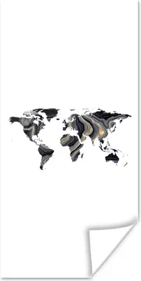 Produktbild von MuchoWow® Poster Weltkarte - Gold - Linie 80x160 cm - Kinderzimmer