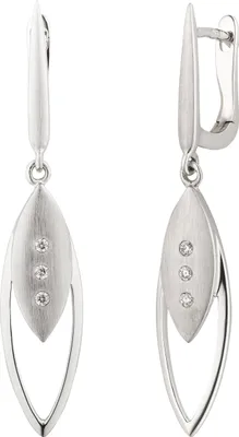 Produktbild von Ohrhänger 585 Gold Weißgold matt 6 Diamanten Brillanten Ohrringe Boutons
