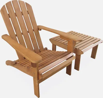Produktbild von sweeek - Gartensessel Adirondack mit Fußstütze - Holzfarben
