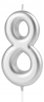 Image de PartyPal Bougie Gâteau Chiffre Huit 8 Argent Anniversaire